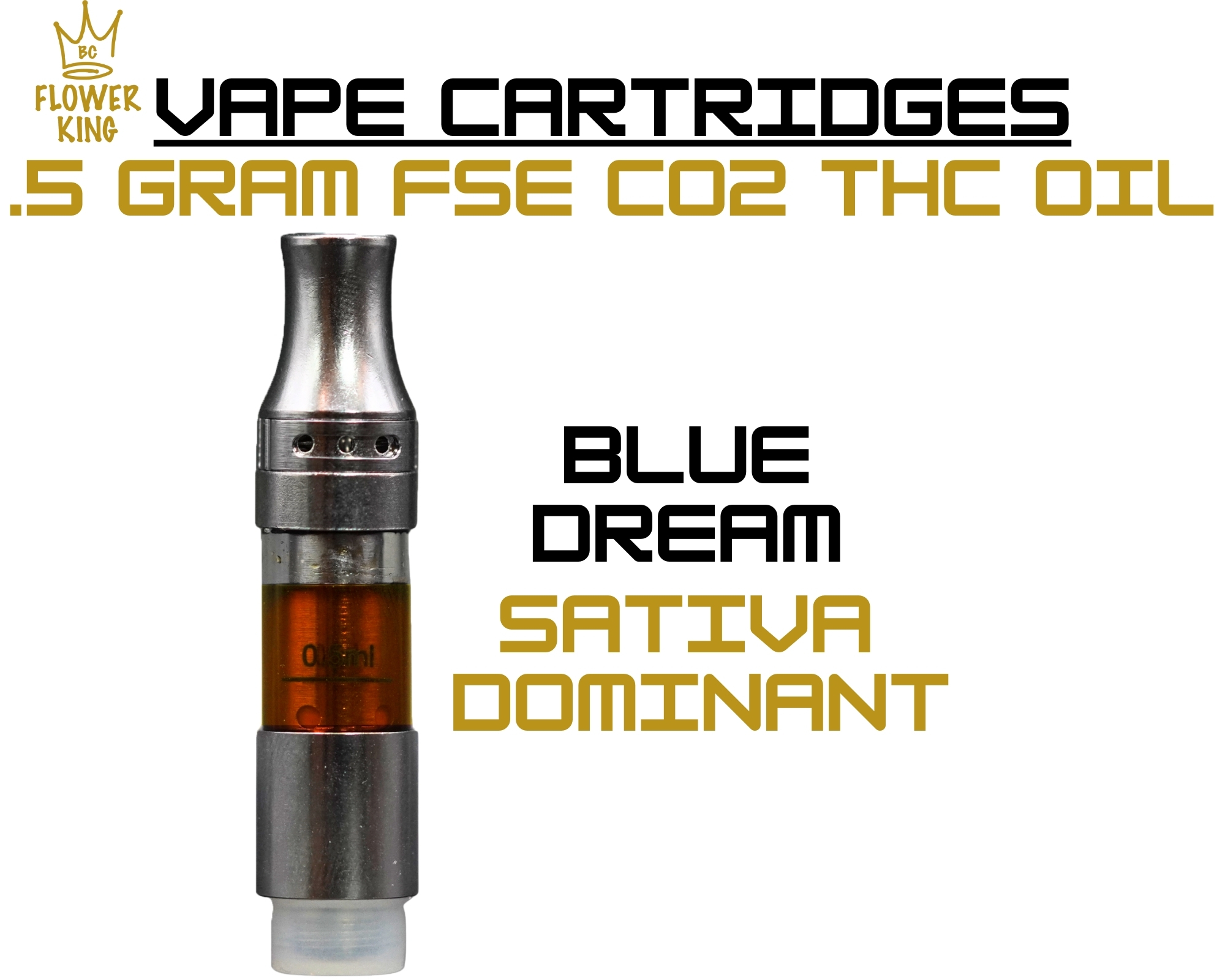 Co2 Oil Vape - Blue Dream2 FSE Co2 OIL VAPE CARTRIDGE <br> BLUE DREAM (.5 GRAM) <br> SATIVA DOMINANT - Image 1