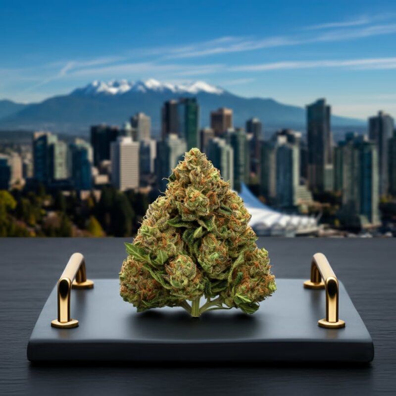 A premium, trichome-covered cannabis bud from BC Flower King, representing the top weed and cannabis product delivery dispensary in Vancouver, BC.